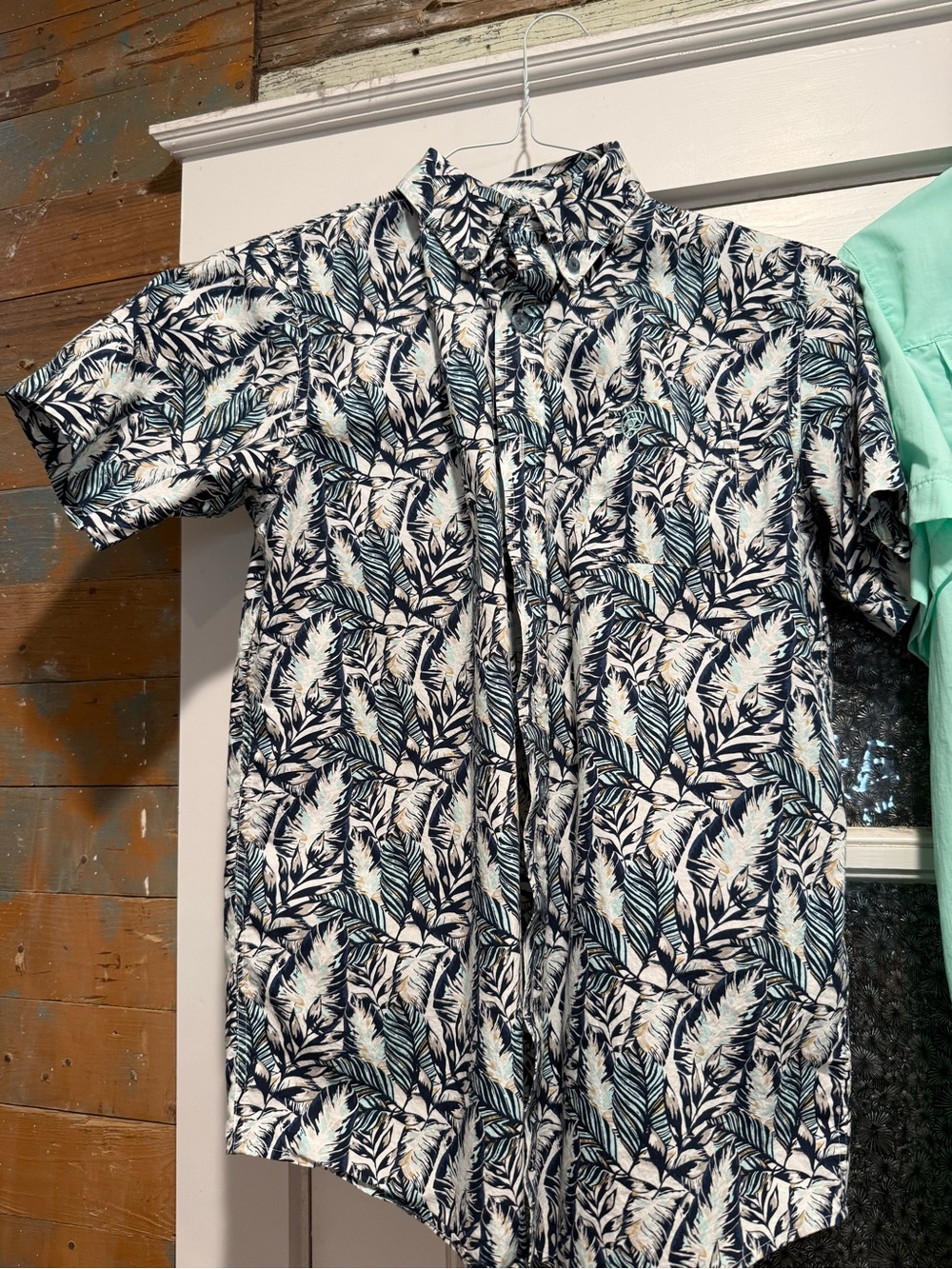 Ariat Navy and Cream Tropical Print Button-Up Shirt
